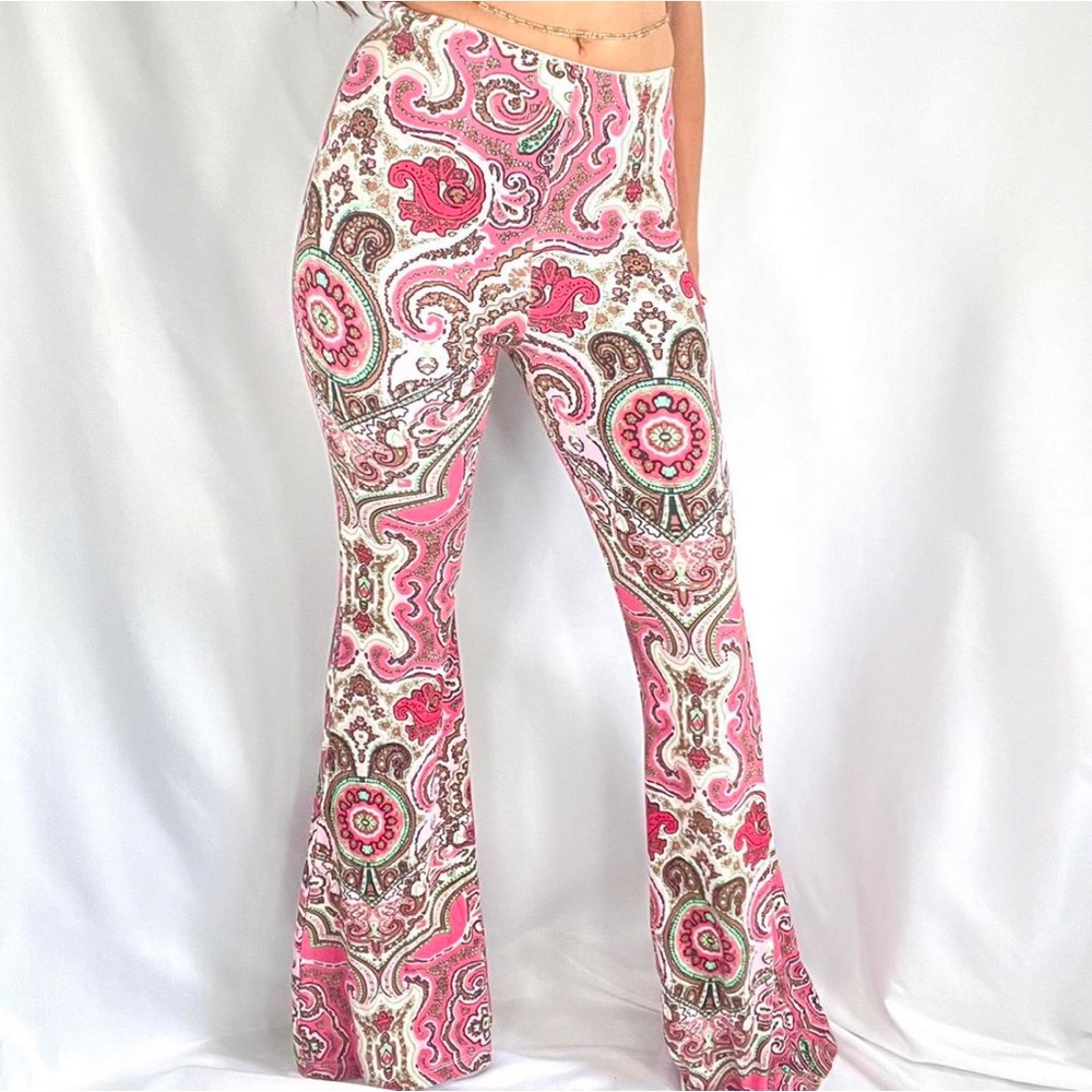 Free People Flair Pink Green Brown Cream paisley blend never worn